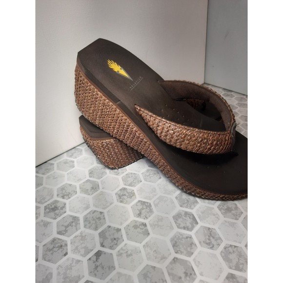 Vintage 90's Volatile Chunky Wedge Platform Flip Flop Thong Sandal size 11 - Picture 3 of 12